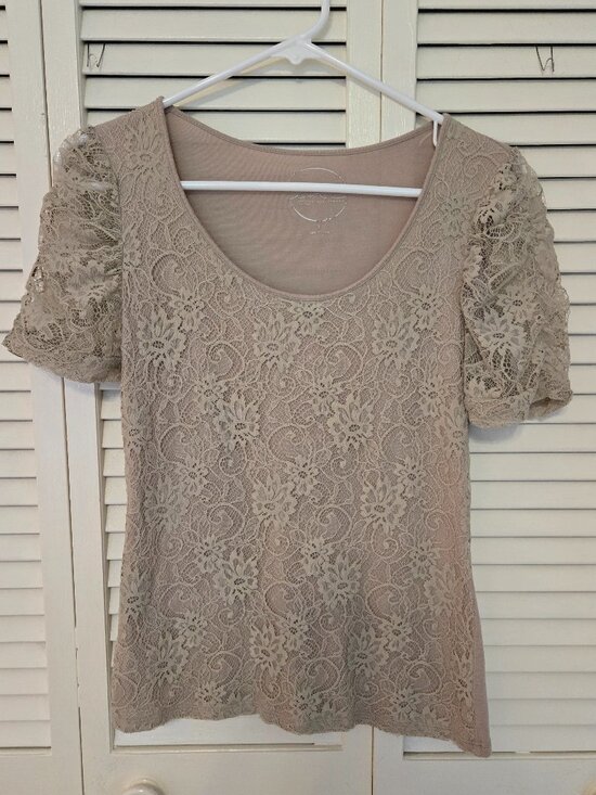 INC International Concepts Tops - INC Short Sleeved Lace Top - Size S